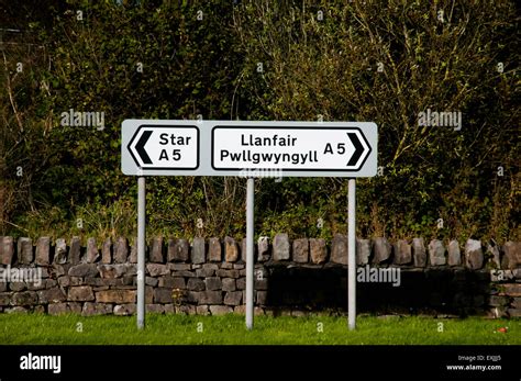 Longest Village Name Llanfairpwllgwyngyll Wales Uk Stock Photo