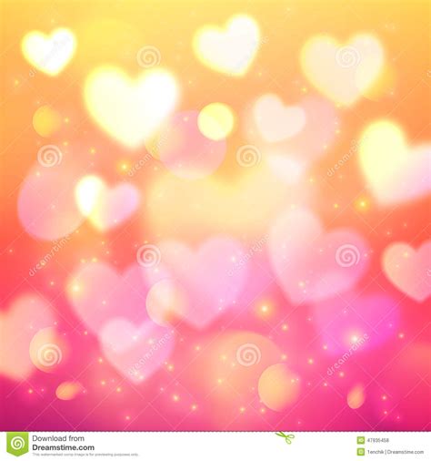 Shining Bokeh Effect Hearts Pink Background Stock Vector Illustration