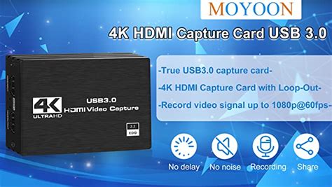 Moyoon Capture Card Usb 3 0 4k Hdmi Video Capture Card To Usb Type C With