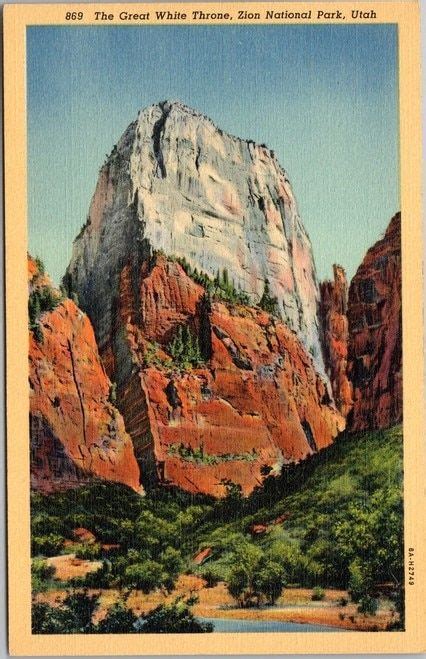 The Great White Throne Zion National Park Antique Postcard Vintage