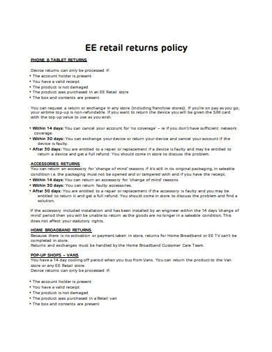 10 Retail Return Policy Templates In Pdf Doc