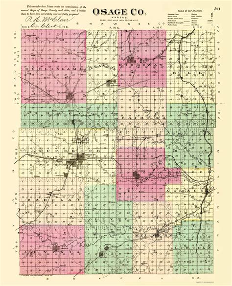 Old County Maps Osage County Kansas Ks By L H Everts 1887