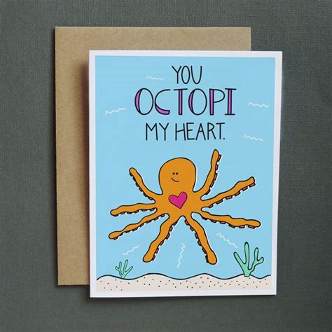 You Octopi My Heart Greeting Card Anniversary Card Cute Etsy