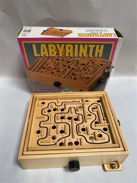 Vintage Labyrinth Wooden Puzzle Maze Game Wood Tilt Skill By Cardinal
