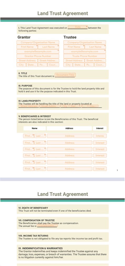 Land Trust Agreement Template Sign Templates Jotform