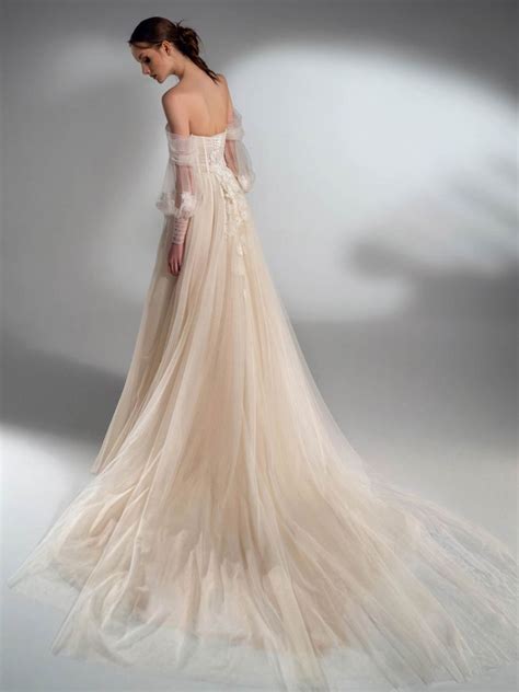 Off The Shoulder A Line Wedding Dress With Detachable Sleeves Unique