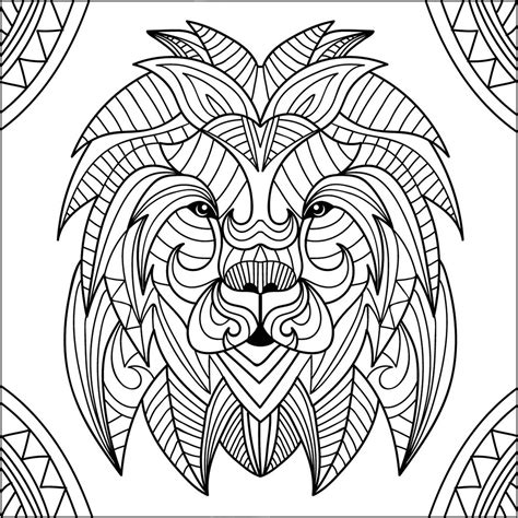 Tete de lion mandala 1  Une jolie tête de lion dans le style mandala