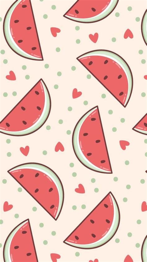 Kawaii Fruit Wallpaper Pattern Watermelon Wallpaper Fruit Wallpaper
