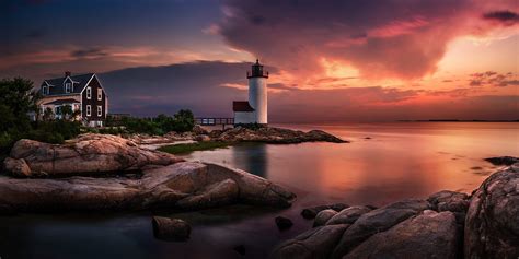 Nature Landscape Sunset Lighthouse Massachusetts Sky