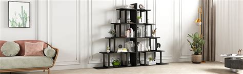 Yitahome 5 Shelf Bookshelf L Shape Freestanding Ladder Corner Bookcase