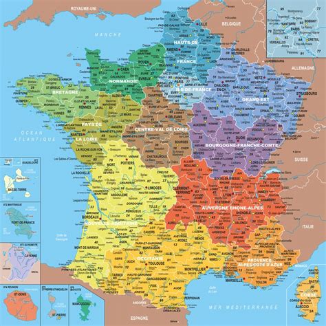 Le conseil constitutionnel valide la carte france villes : Carte de France avec départements - Voyages - Cartes