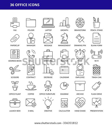 36 Office Icons Stock Vector Royalty Free 336351812