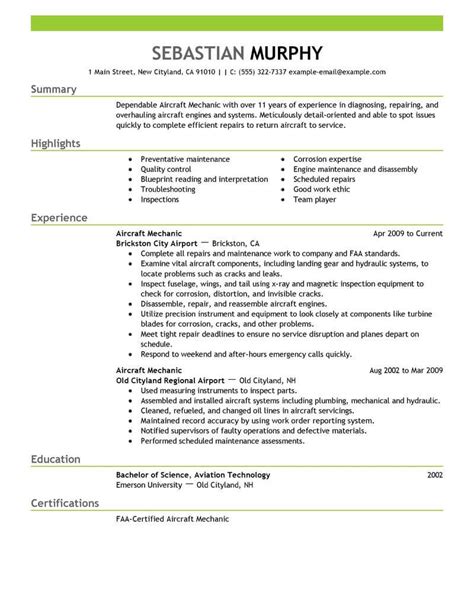 Expert Aircraft Mechanic Resume Examples For Livecareer