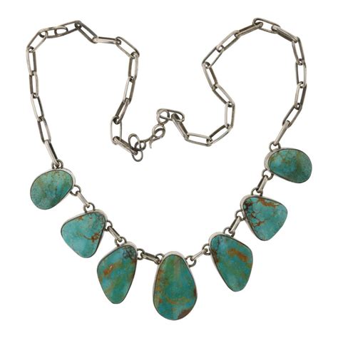 Lot Vintage Turquoise Mountain Turquoise Seven Stone Necklace
