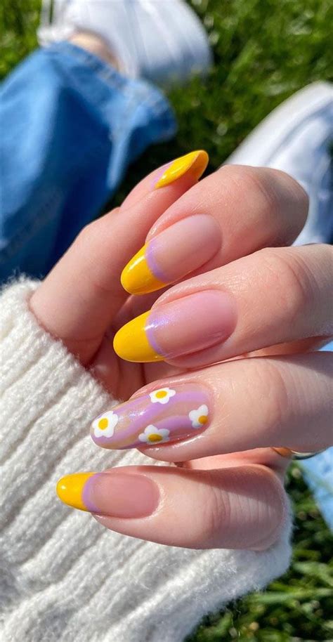 Summer Nail Art Ideas To Rock In 2021 Daisy And Yellow French Tip Nails