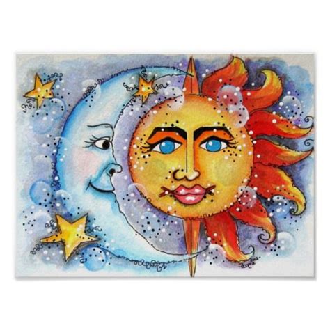 Celestial Sun And Moon Art Print And Poster Moon Art
