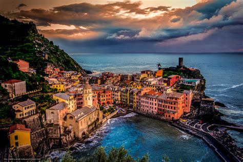 Download Wallpaper Vernazza Cinque Terra Italy At Night Free Desktop