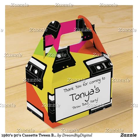 1980s 90s Cassette Tween Birthday Neon Favor Box Zazzle Tween