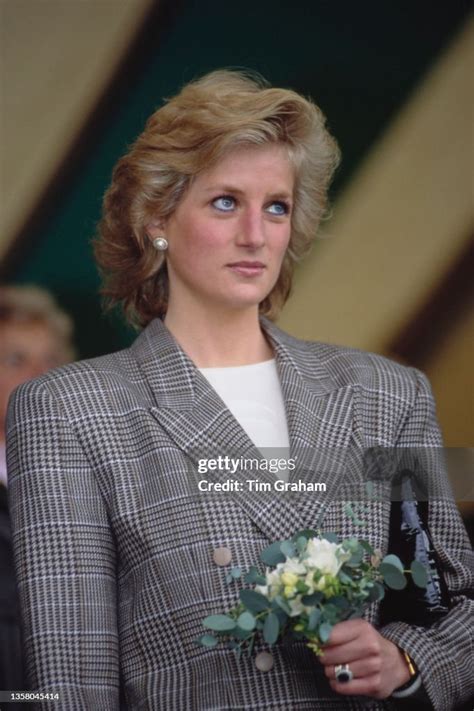 British Royal Diana Princess Of Wales Wearing A Glen Plaid Blazer