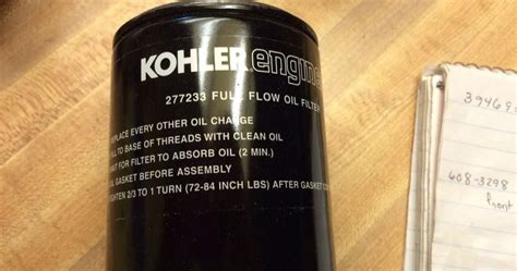 Oil Filter Cross Reference for Kohler Engine - EdgeFurnish