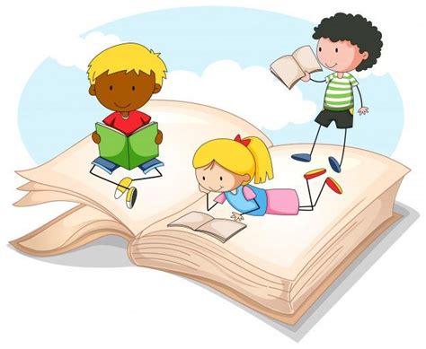 Tre Bambini Che Leggono Il Libro Di Fiab Free Vector Freepik