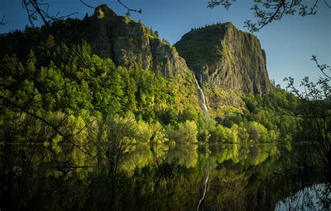 Wallpaper Sky Trees Nature Water Mountains Rocks Leaves