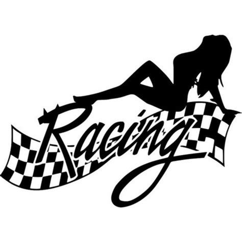 6 Sexy Lady Racing Flag Sport Finish Vinyl Decal Sticker Bumper Window