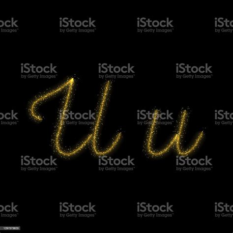 Gold Glitter Letter U Star Sparkle Trail Font Stock Illustration