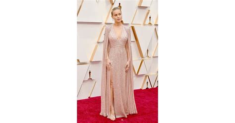 Brie Larsons Celine Cape Dress Oscars 2020 Photos Popsugar Fashion