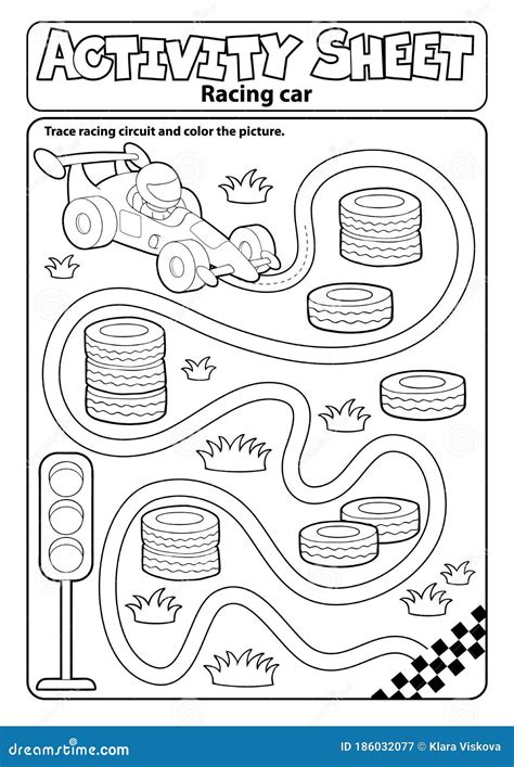 Activity Sheet Racing Car Theme 1 Stock Vector Illustration Of Learn