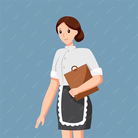 Premium Vector Waiters Girl Profession Character Design Illustration