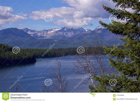 Swan Lake Mission Mountains Montana Stock Image Image Of Evening