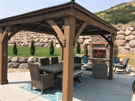 Faux Stone Outdoor Patio Fireplace Sunjoy Jasper In Steel And Stack