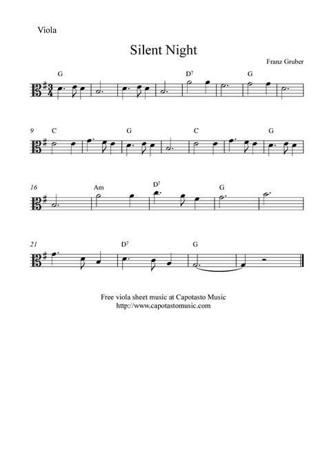 Pdf Viola Silent Night Free Printable Sheet Music Gruber Free Viola