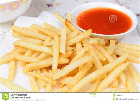 French Fries And Ketchup Stock Image Image Of Chip Calories 39481795
