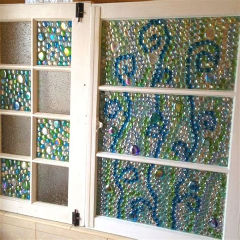 Old Windows With Glass Beads Glued On With Glass Glue By Maribel