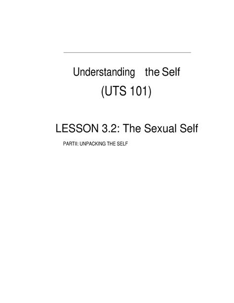 Uts L3 The Sexual Self Understanding The Self Uts 101 Lesson 3 The Sexual Self Partii