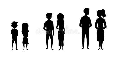 Vector Silhouettes Friends Man And Women Stock Vector Illustration