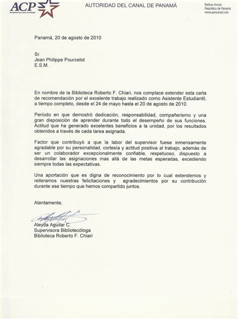 Carta De Recomendación Acp En Español