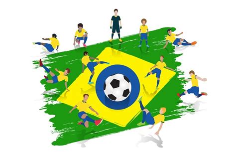 Premium Vector Vector Soccer Player Team With Brazil Flag Background