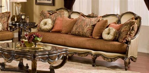 Luxury Beige Chenille Silver Carved Wood Sofa Rosella Benettis