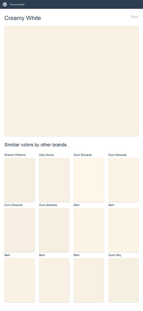 Creamy White Behr Click The Image To See Similiar Colors By Other