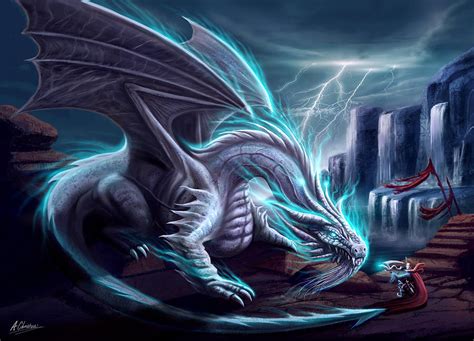 White Lightning Dragon Painting By Anthony Christou Fine Art America