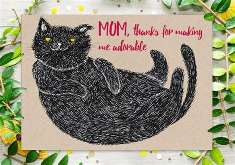 Printable Cat Mothers Day Card Funny Cat Greeting Card