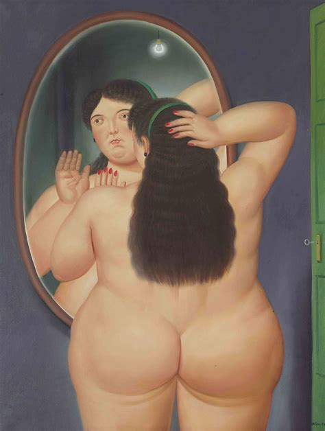 Fernando Botero Colombian B Woman In Front Of A Mirror