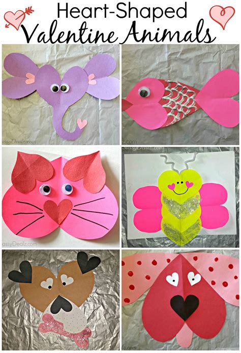 Valentines Day Heart Shaped Animal Crafts For Kids Preschool