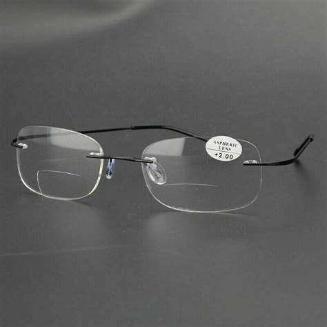 rimless bifocal reading glasses flexible vintage 1 0 1 5 2 0 2 5 3 0 3 5 n07 ebay