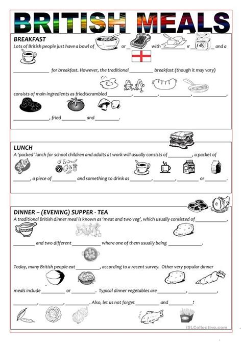British Meals Worksheet Free Esl Printable Worksheets Made By