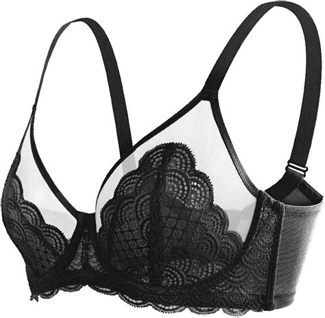 Hsia Womens Underwire Unlined Bra Minimizers Non Padded Bra Full Coverage Lace Mesh Sexy Sheer