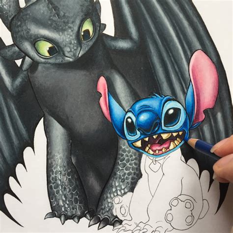 Stitch And Toothless Inspired Print Etsy Toothless And Stitch